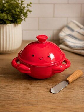 New Red Crab Seafood Coastal Mini Baker W/ Spreader Party BBQ Kitchen
